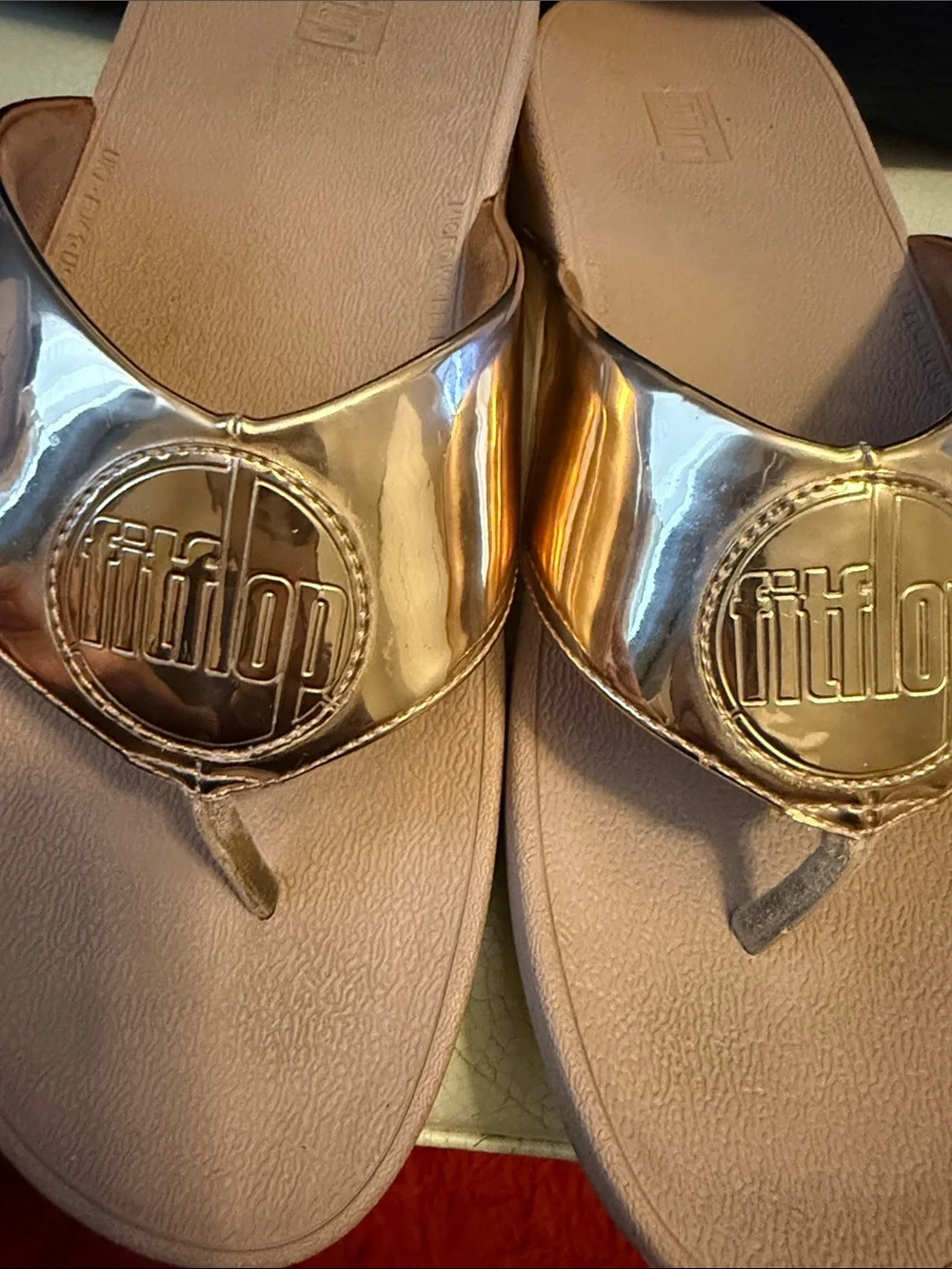 Fitflop Women's Metallic Rose Gold Slide Sandals - Picture 3 of 13